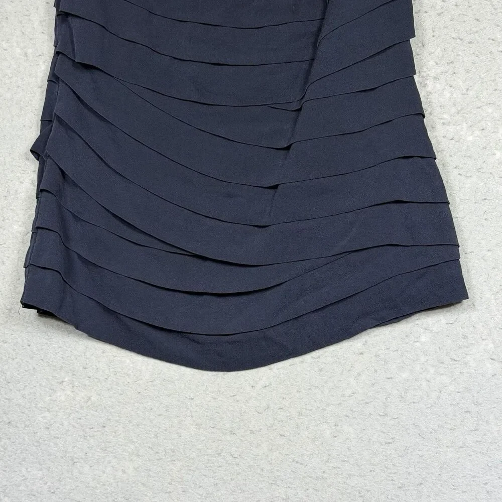 Tory Burch Waltraud Silk Tiered Bow Top Women’s Size 6 Navy Blue Sleeveless